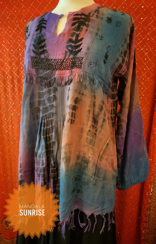 Vintage tye dye hippy tunic top
