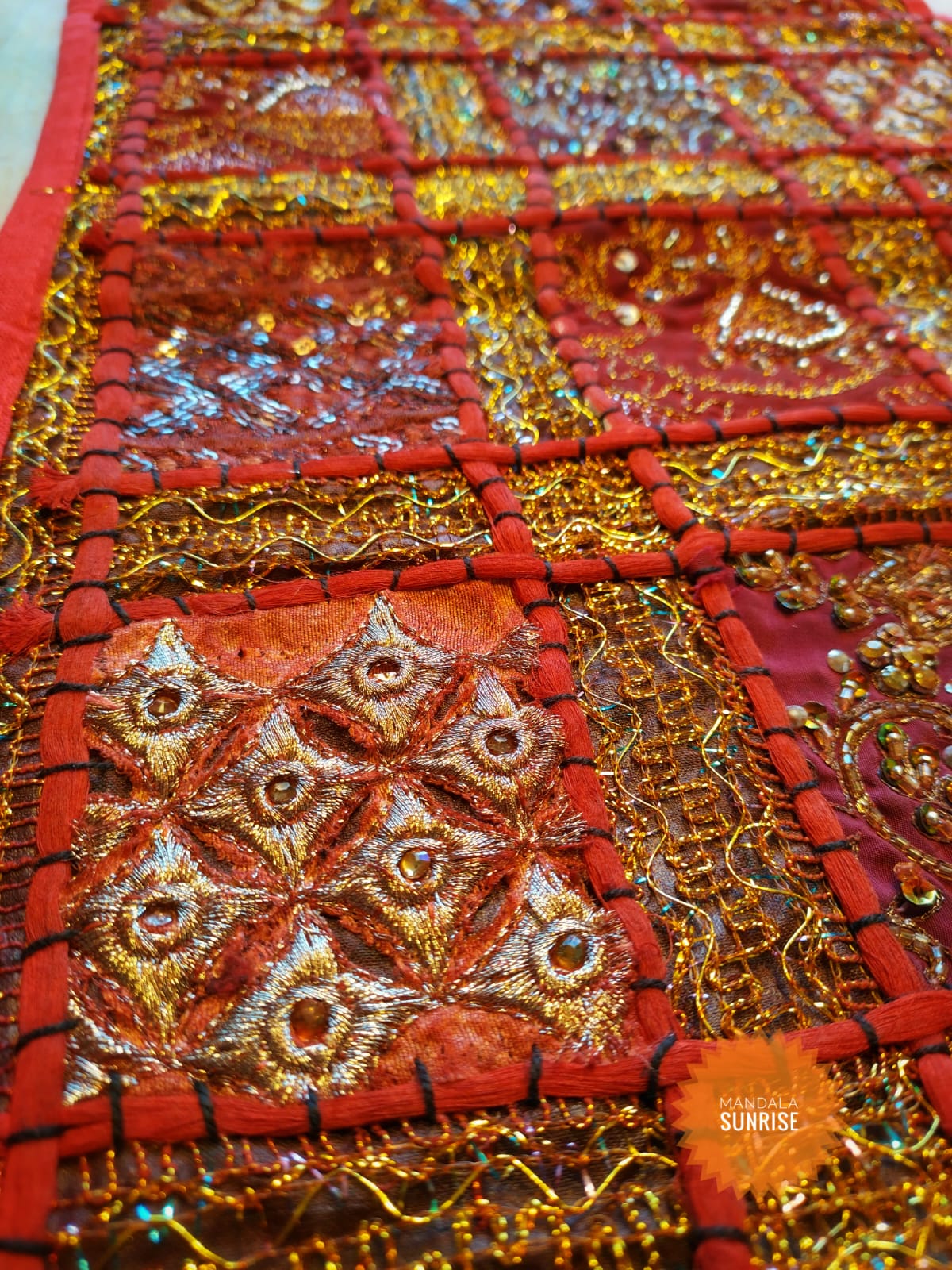 Indian patchwork table runner/wall hanging by Rajrang
