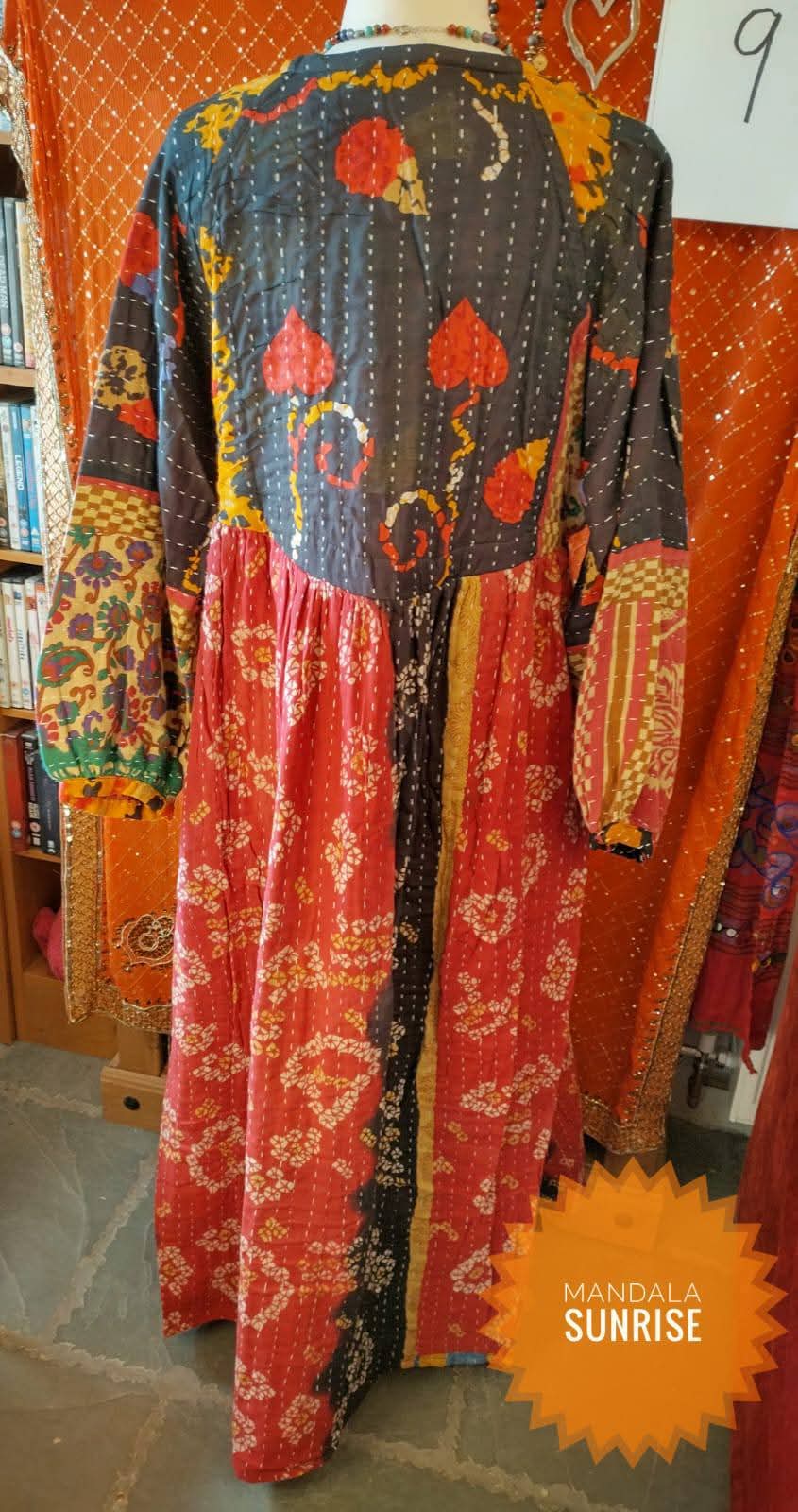 Peasant sleeved Kantha Dress free size (number 9)