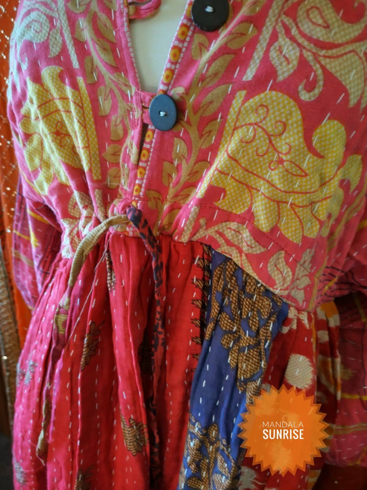 Peasant sleeved Kantha Dress free size (number 10)