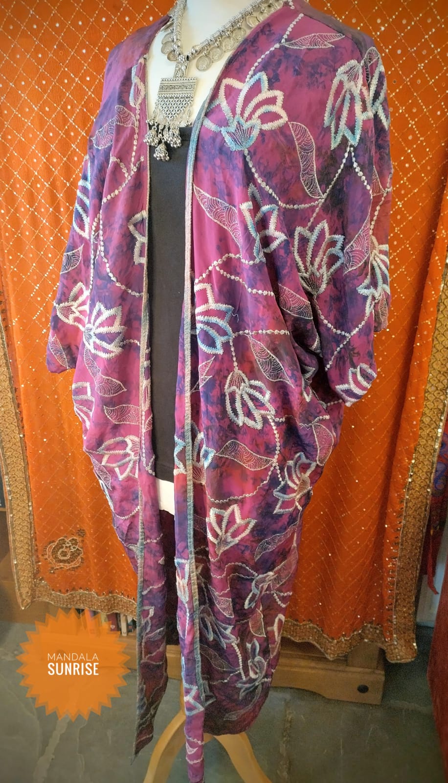 Silk embroidered Kimono