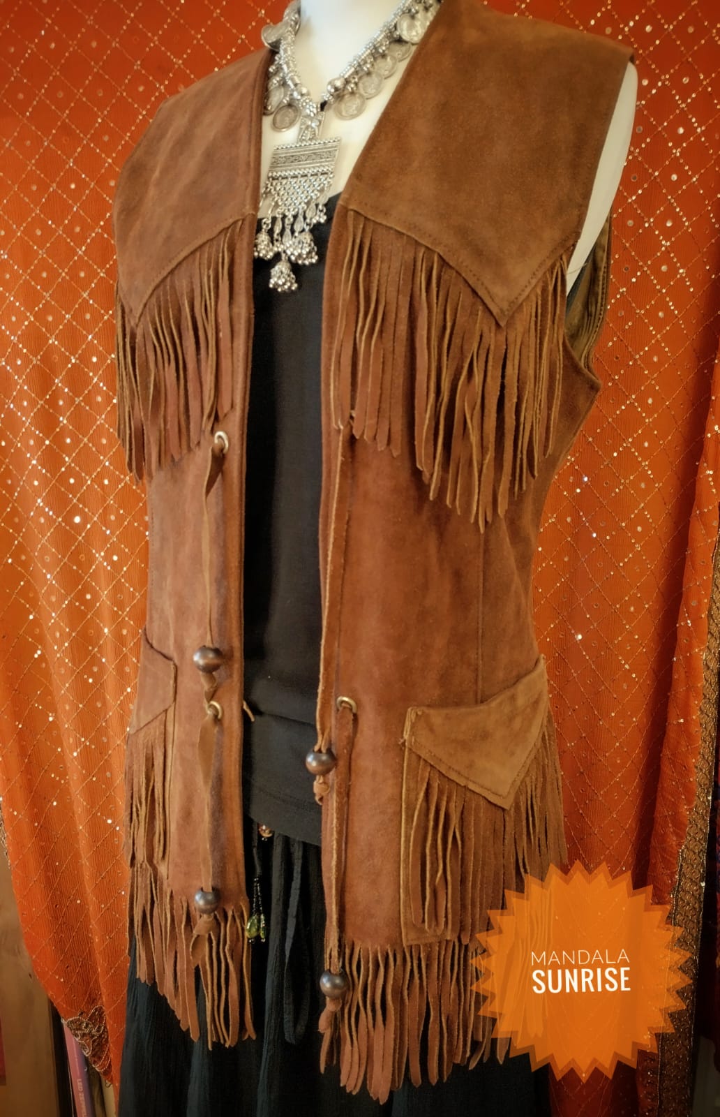 Vintage suede fringed waistcoat 8/10
