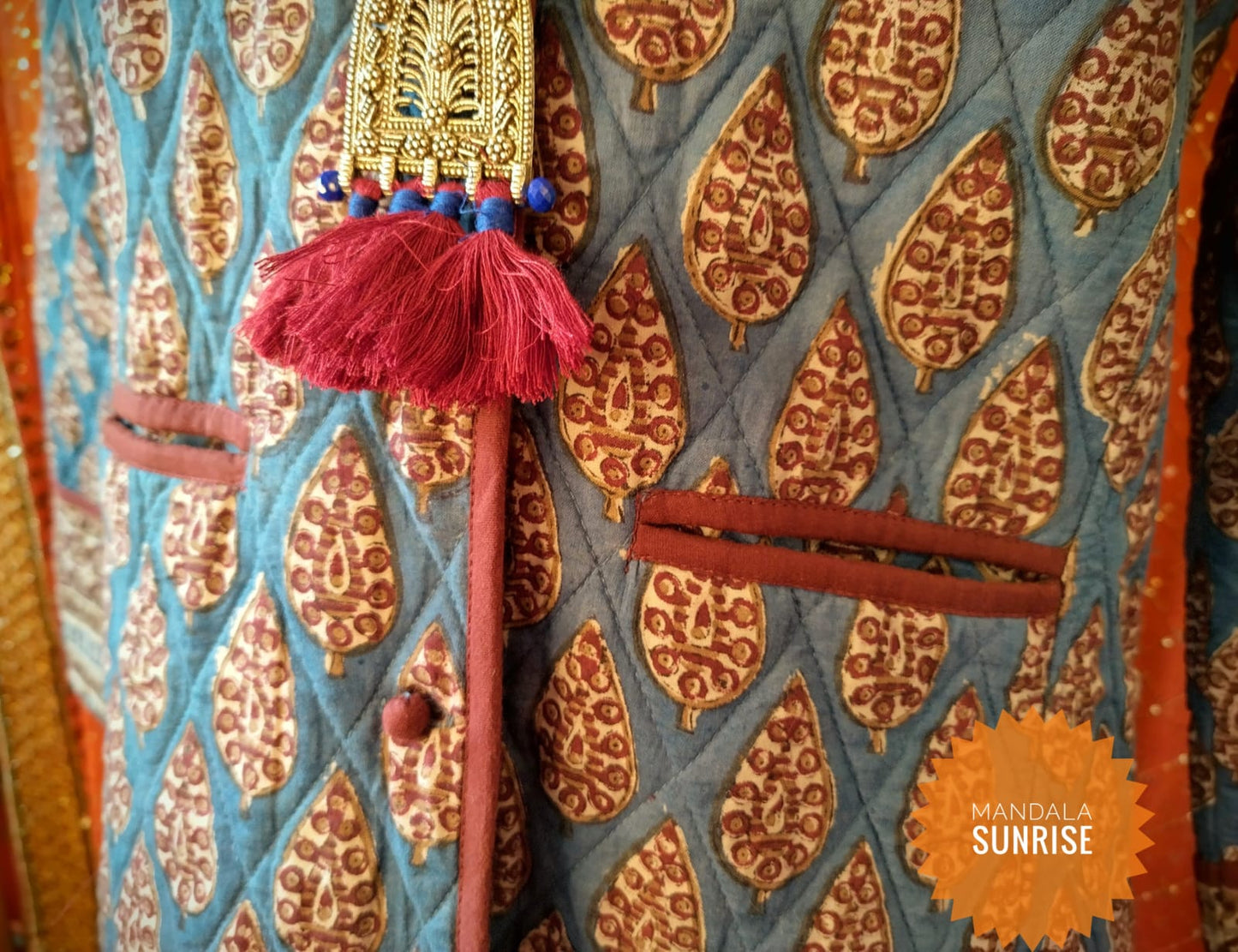 Indian Vintage Block print long Jacket Coat by Anokhi