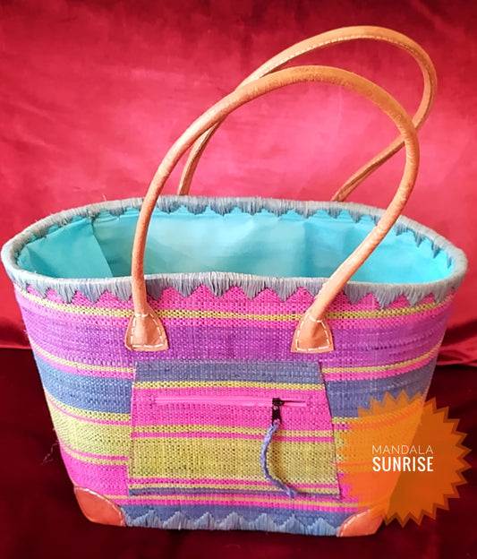 Beach Summer basket bag with drawstring closure