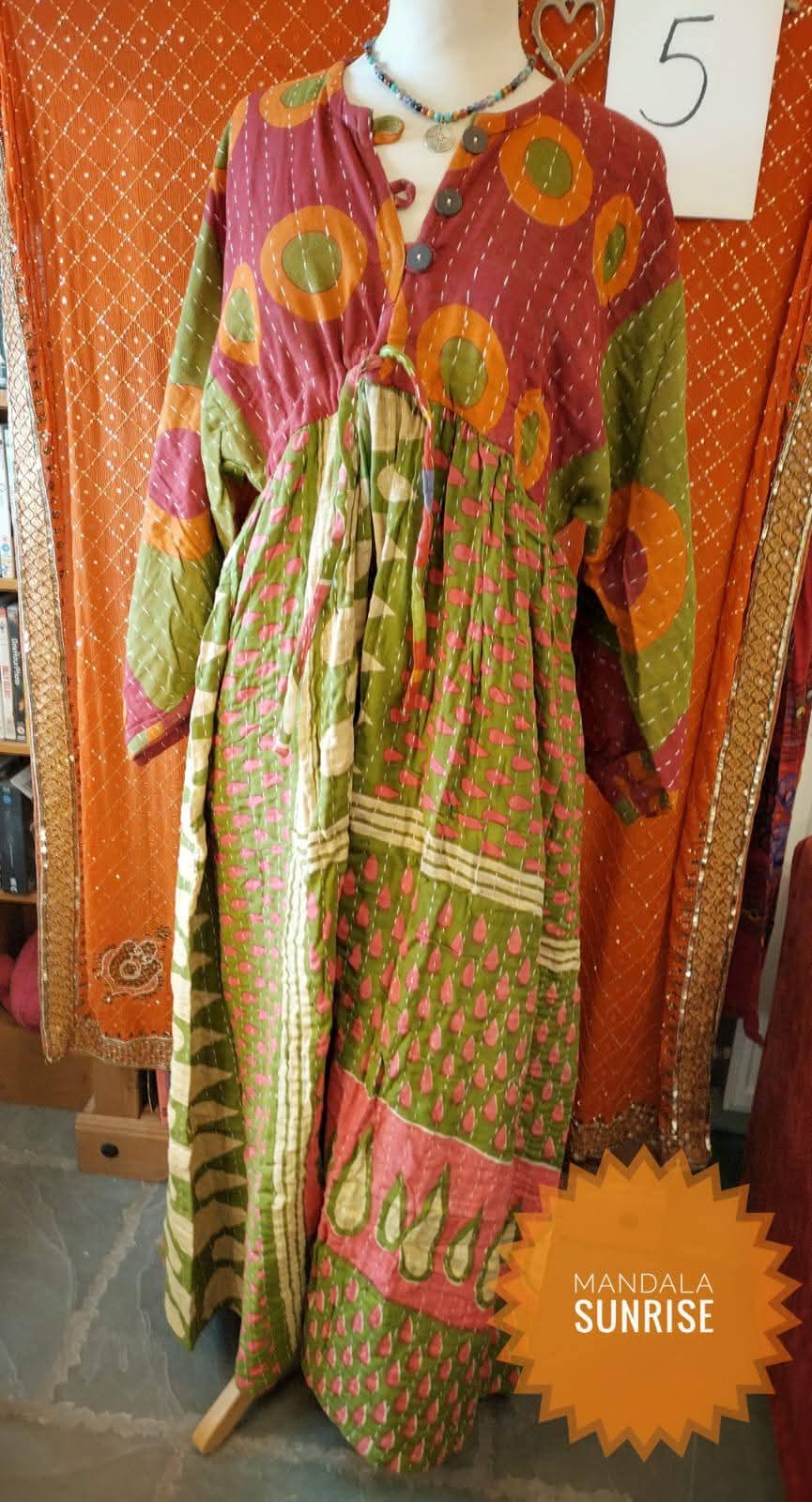 Peasant sleeved Kantha Dress Freesize (number5)