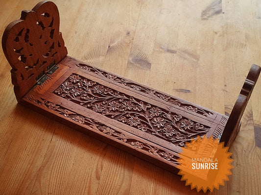 Vintage carved wooden book slide
