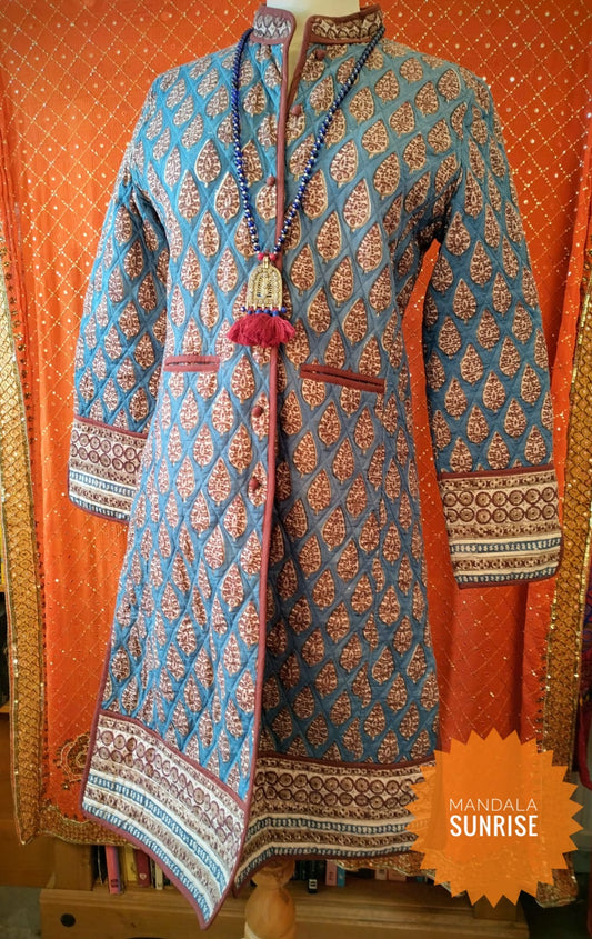 Indian Vintage Block print long Jacket Coat by Anokhi