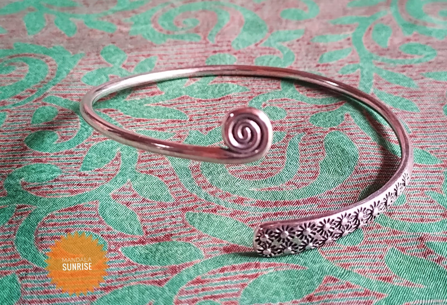 Sunflowers and Swirl hallmarked silver 925 bangle