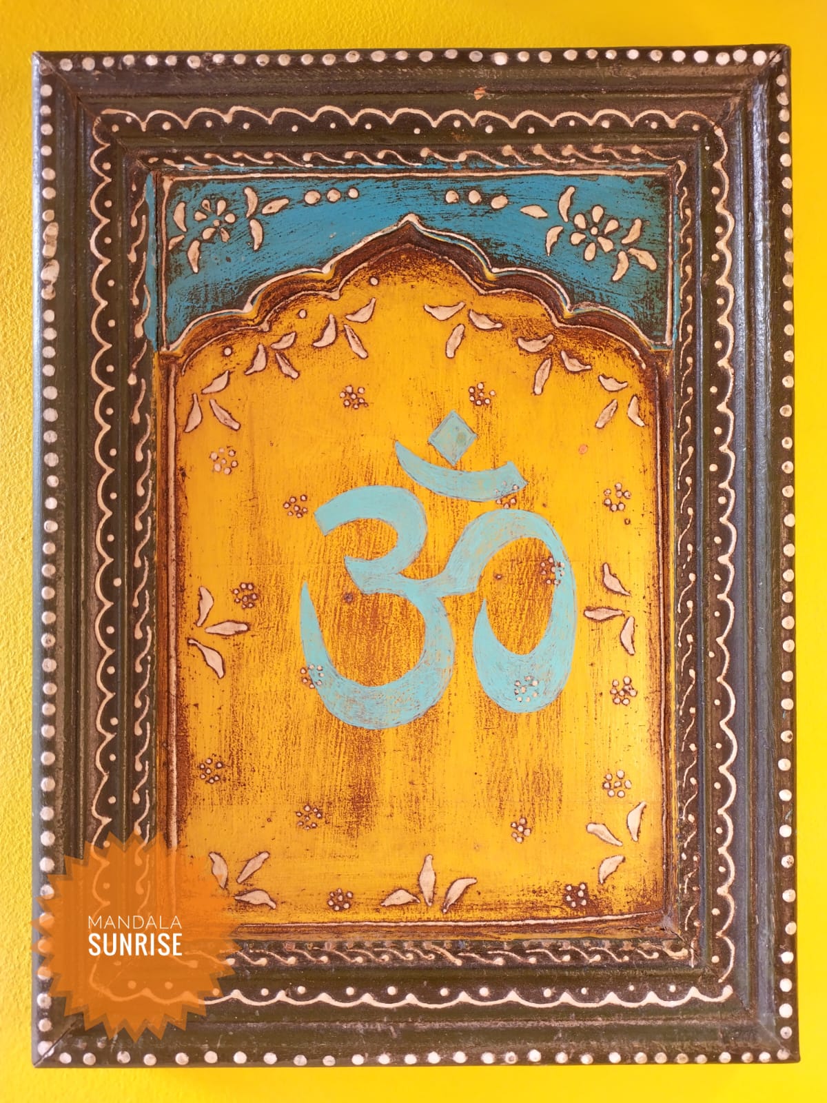 Wall hanging vintage Indian frame hand painted by Angie