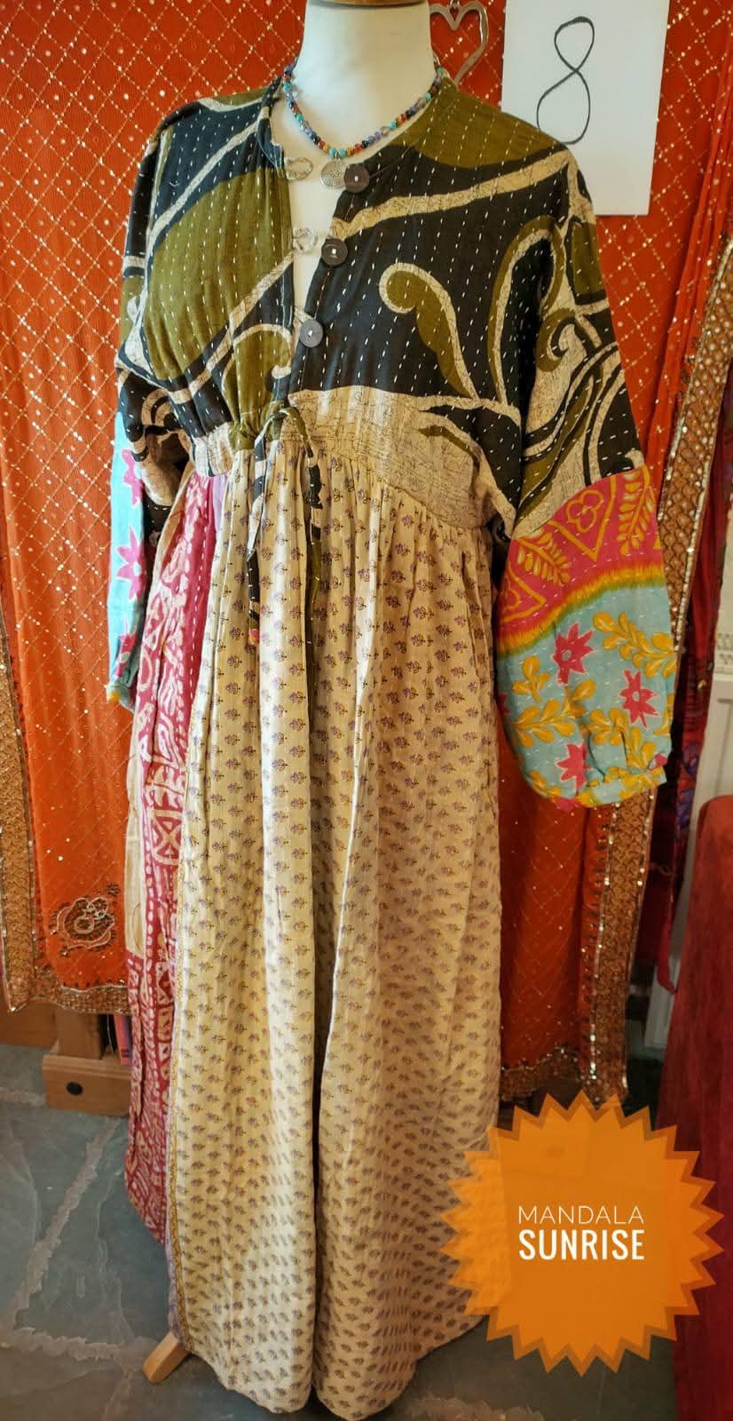 Peasant sleeved Kantha Dress free size (number 8)