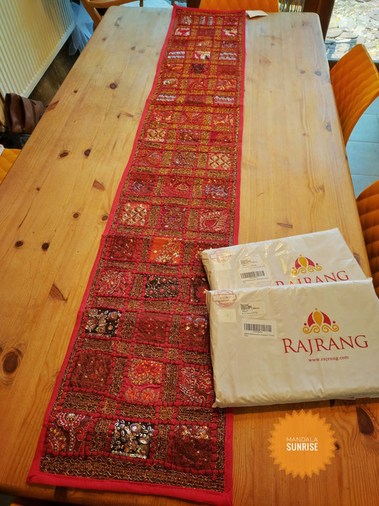 Indian patchwork table runner/wall hanging by Rajrang