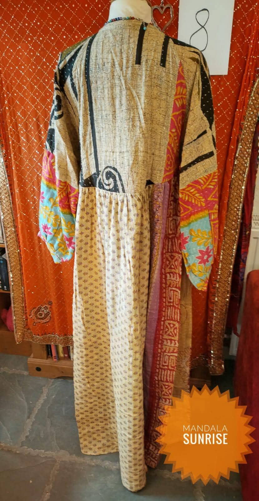 Peasant sleeved Kantha Dress free size (number 8)