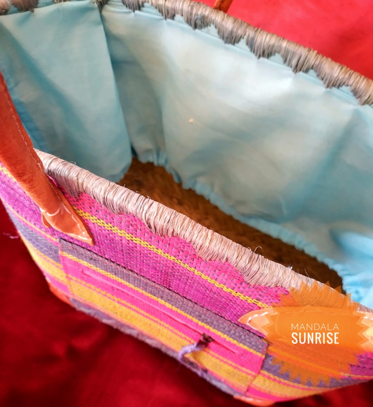 Beach Summer basket bag with drawstring closure