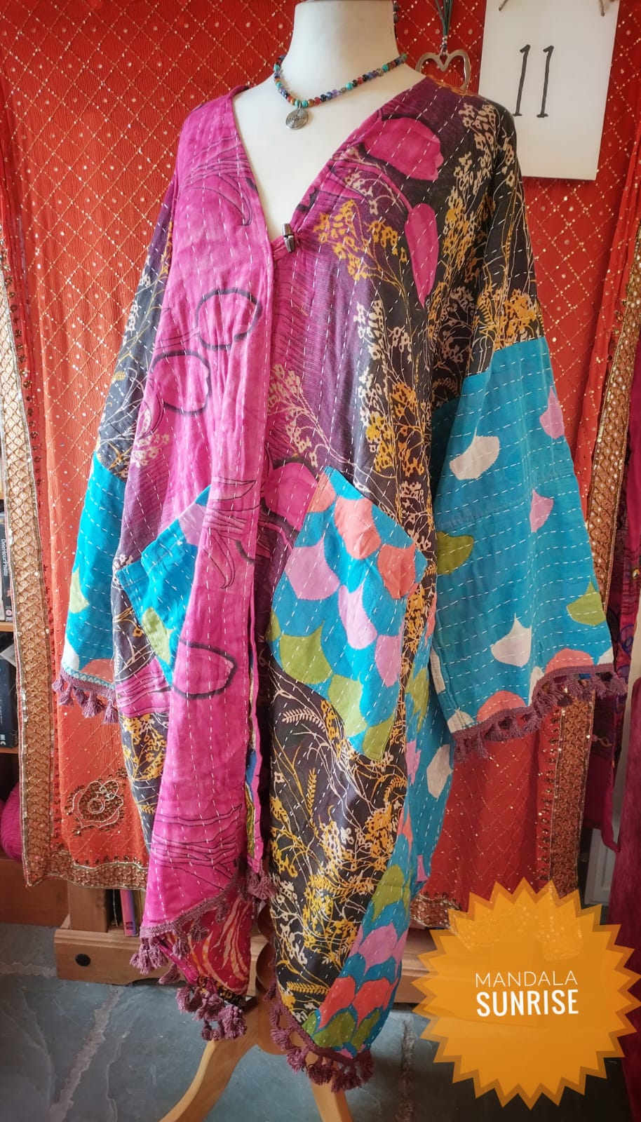 Kantha Duster/kimono style jacket size 10 to 22 (Number 11)