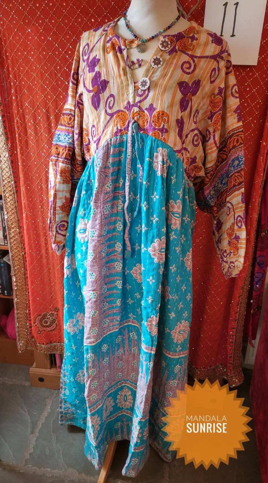Peasant sleeved Kantha Dress free size (number 11)