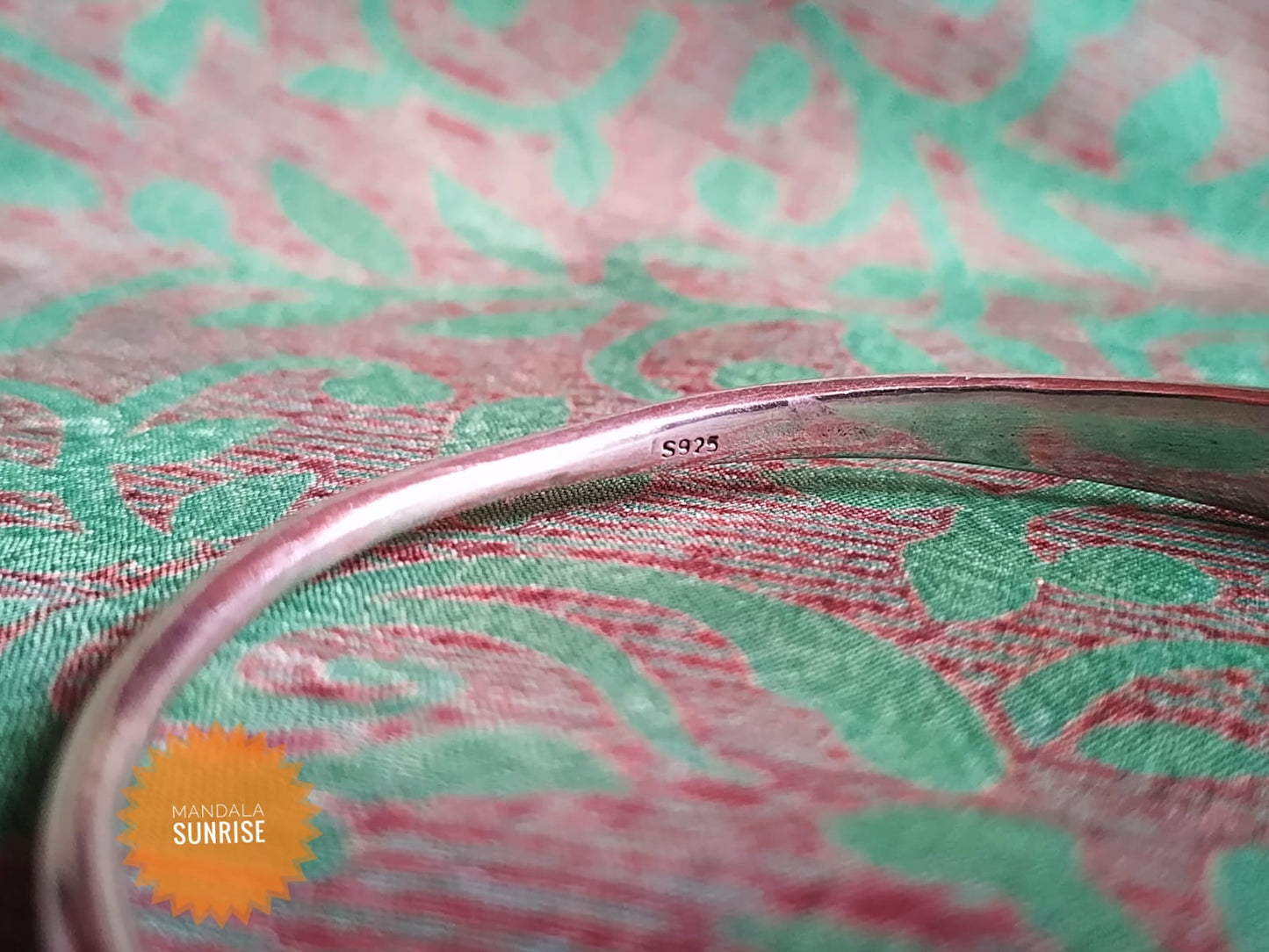 Sunflowers and Swirl hallmarked silver 925 bangle
