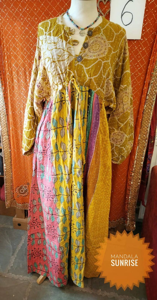 Peasant sleeved Kantha Dress free size (number6)