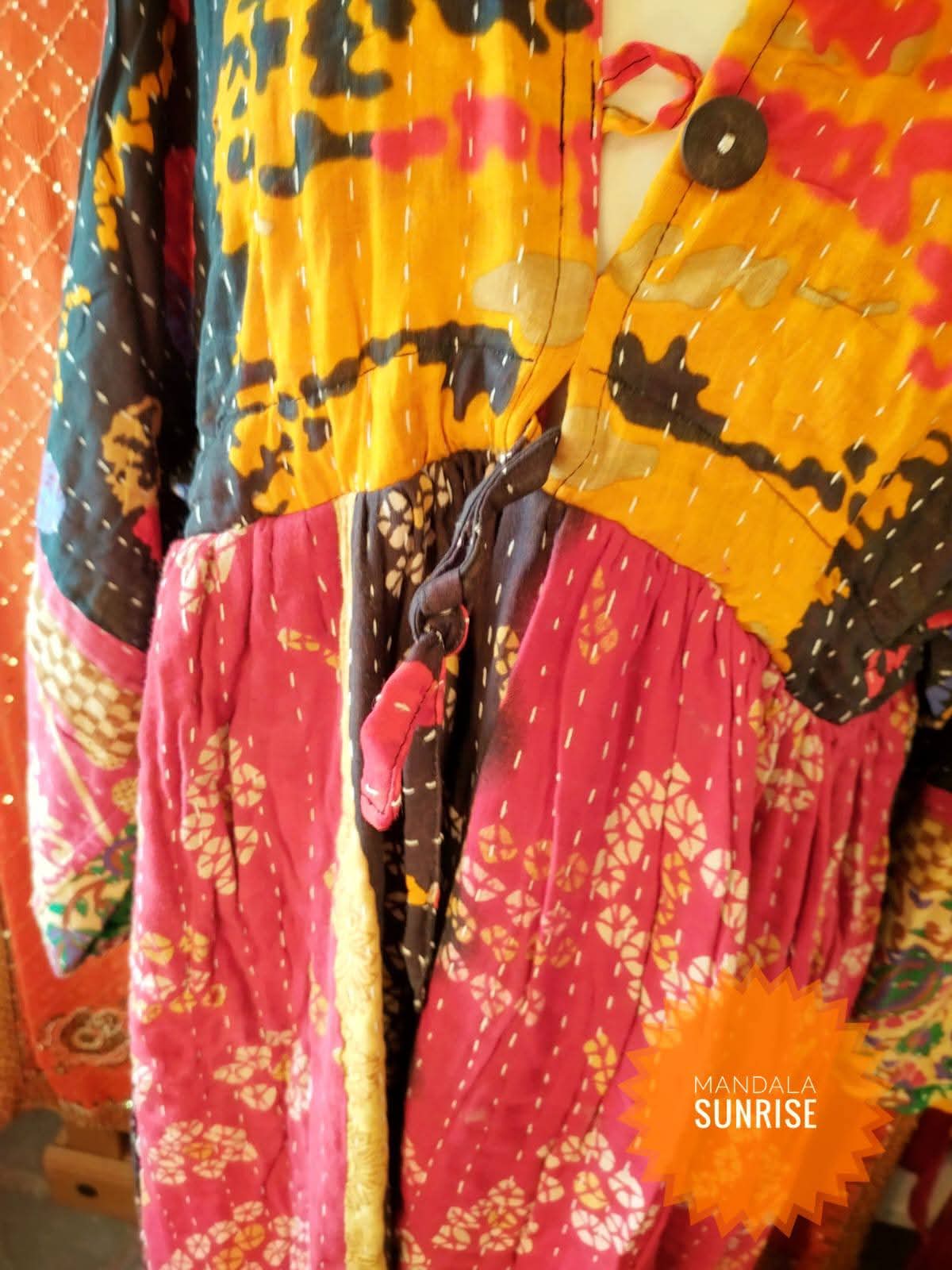 Peasant sleeved Kantha Dress free size (number 9)