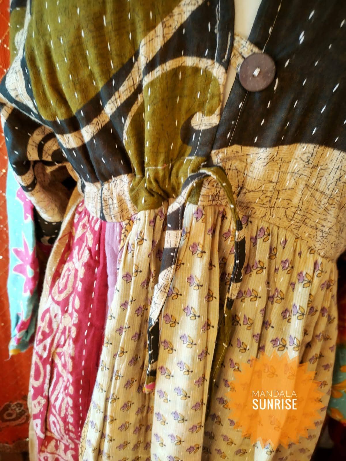 Peasant sleeved Kantha Dress free size (number 8)