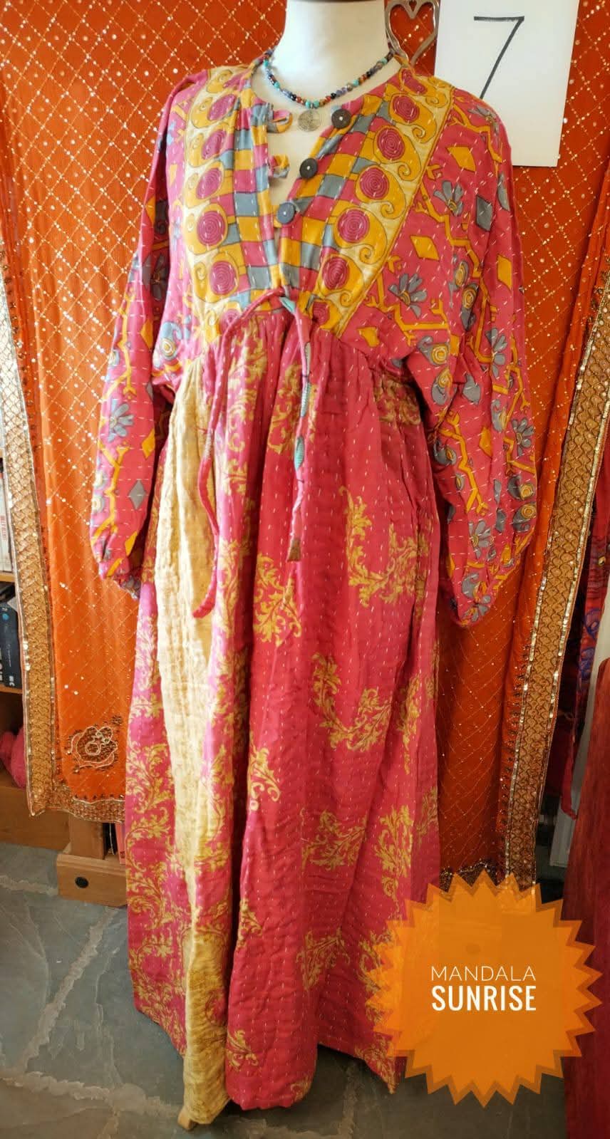 Peasant sleeved Kantha Dress free size (number7)