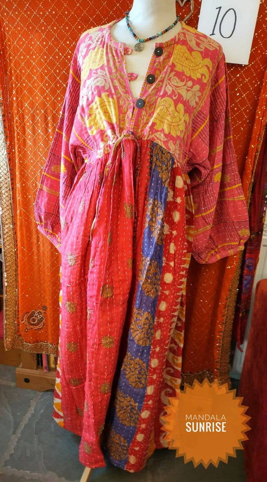 Peasant sleeved Kantha Dress free size (number 10)