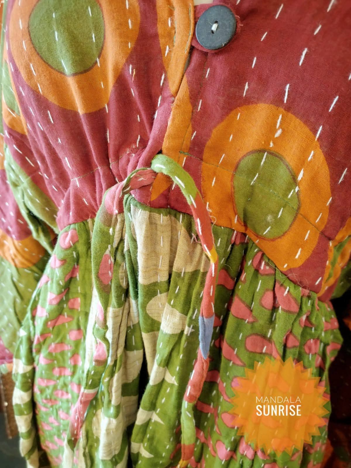 Peasant sleeved Kantha Dress Freesize (number5)